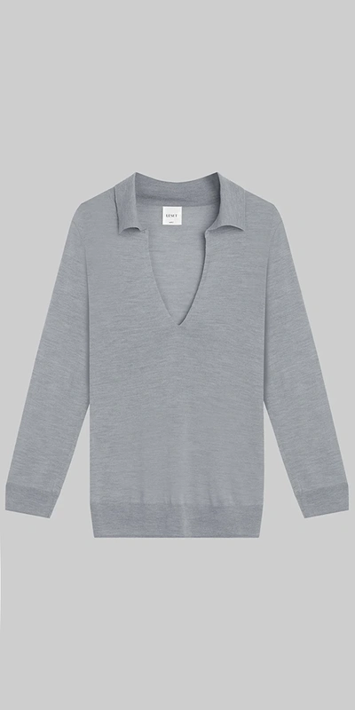 Leset James V Neck Polo Grey In Gray