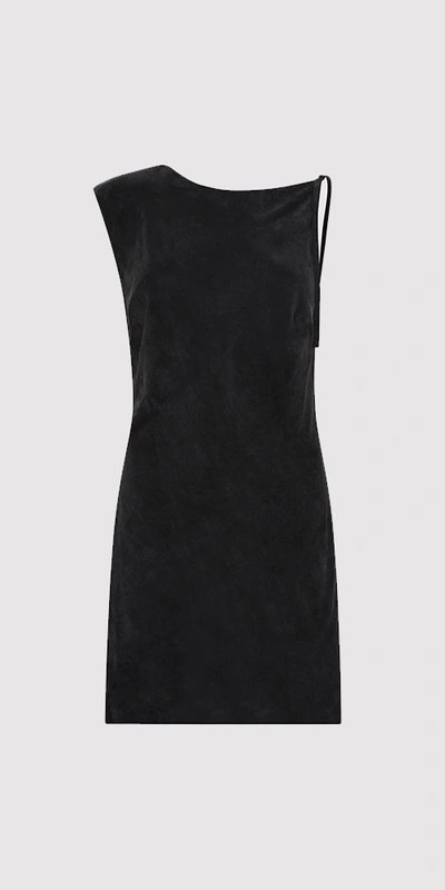 St. Agni Sophia Drape Mini Dress In Black