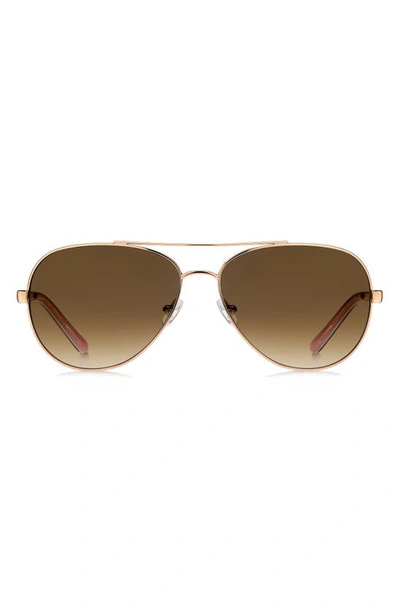 Kate Spade 58mm Avalines Aviator Sunglasses In Rose Gold/ Brown Gradient