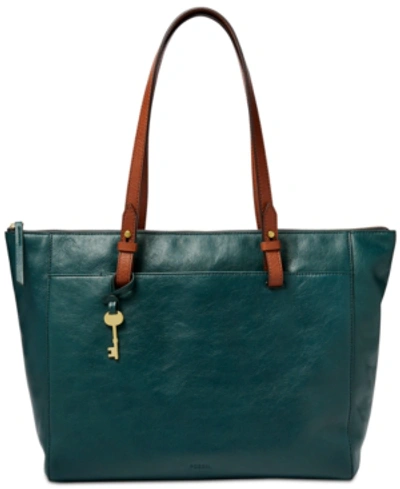 Fossil Rachel Leather Tote With Zipper In Black
