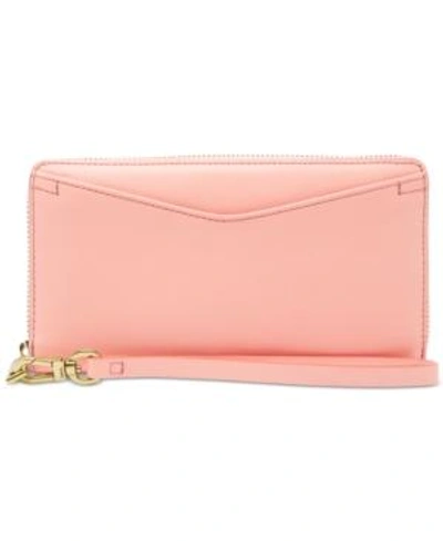 Fossil Rfid Caroline Phone Wallet In Cherry Blossom/gold