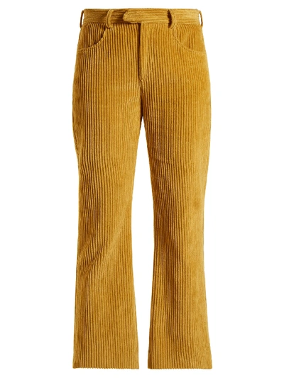 Isabel Marant Mereo Kick-flare Corduroy Cropped Trousers In Yellow