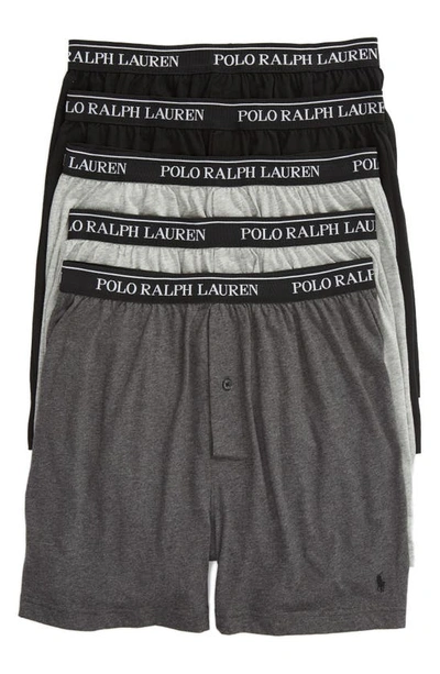 Polo Ralph Lauren Men's 5-pk. Classic Knit Boxer Briefs In Black/charcoal/andover Heather