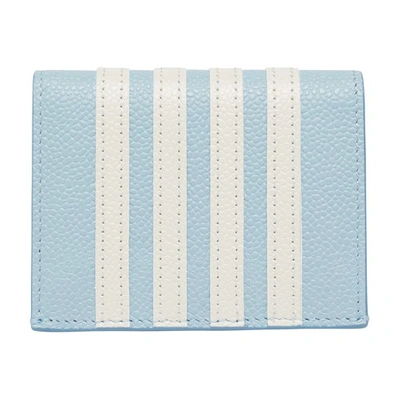 Thom Browne 4 Bar Double Card Holder In Blue
