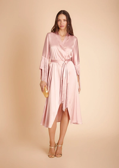 Gilda & Pearl Fringed High Society Robe In Pink