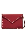 Valentino Garavani Garavani The Rockstud Textured-leather Pouch In Red