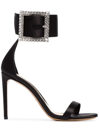 Alexandre Vauthier Yasmin Swarovski Crystal-embellished Patent-leather Sandals In Black