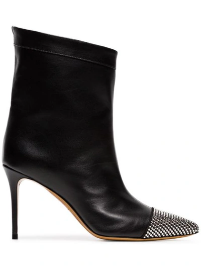 Alexandre Vauthier Cha Cha Crystal-embellished Leather Ankle Boots In Black