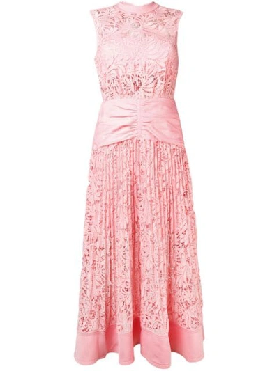 Self-portrait Floral Lace Sleeveless Midi Dress In Pink | ModeSens
