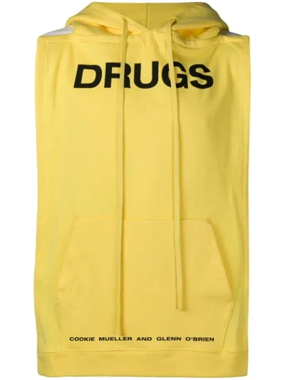Raf Simons Backless Cotton Jersey Sweatshirt Vest In Yellow