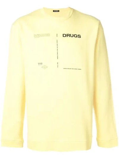 Raf Simons Drugs Printed Cotton Jersey Sweatshirt In Yellow