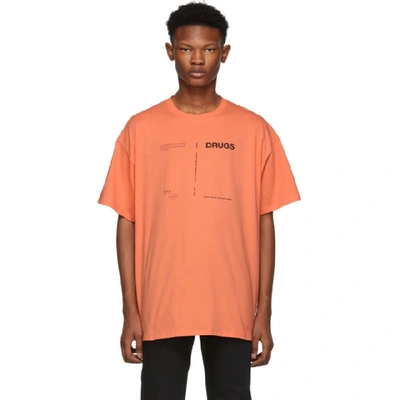 Raf Simons Drugs Printed Cotton Jersey T-shirt In Orange