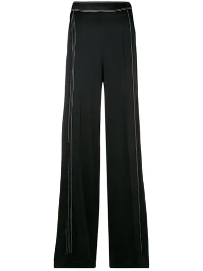 Valentino High-rise Hammered Silk-satin Wide-leg Trousers In Black