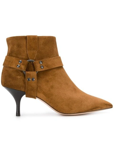 Morobē Strap Detail Ankle Boots In Brown