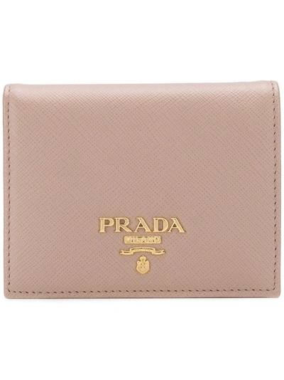 Prada Small Saffiano Billfold Wallet - Nude & Neutrals