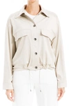 Max Studio Faux Suede Bomber Jacket In Oyster