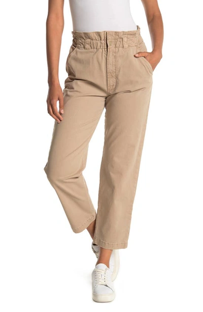 Mother The Yoyo Ruffle Greaser High Waist Ankle Jeans In Mek Medium Khaki