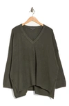 Adrianna Papell Boxy V-neck Pullover Sweater In Dusty Olive