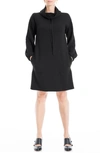 Max Studio Long Sleeve Waffle Knit Shift Dress In Black