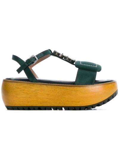 Marni Jeweled Platform Sandals - Green
