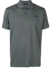 Prada Logo Patch Polo Shirt In Grey