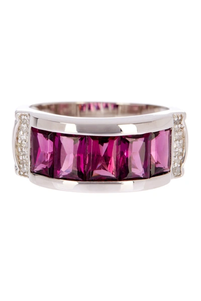 Savvy Cie Jewels Sterling Silver .03 Diamonds/ 4.80 Ct Rhodlite Garnet In Blue