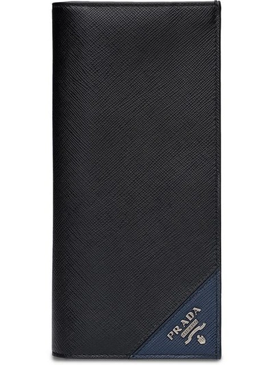 Prada Two-tone Bifold Wallet In Black