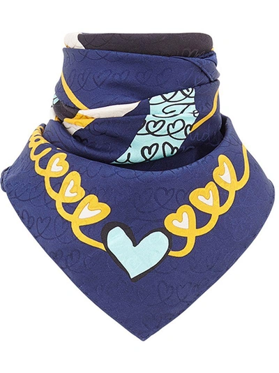 Fendi Logo Square Foulard Scarf - Blue