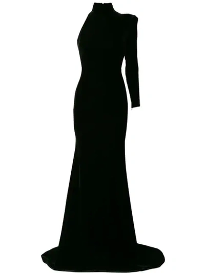 Alex Perry Harlyn Velvet One Sleeve Gown - Black