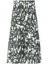 Andrea Marques Foliage Print Midi Skirt In Est Folhagem Areia