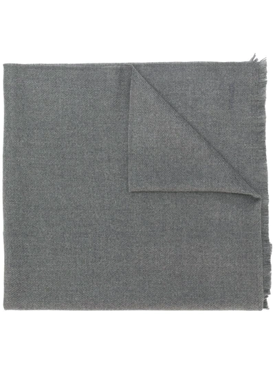 Prada Frayed Logo Scarf - Grey In Grey
