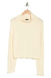 Bobeau Ribbed Crop Pullover Sweater In Whisper White