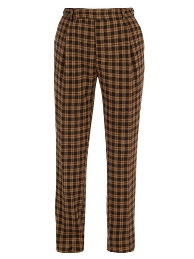 Fendi Checked Trousers In Brown