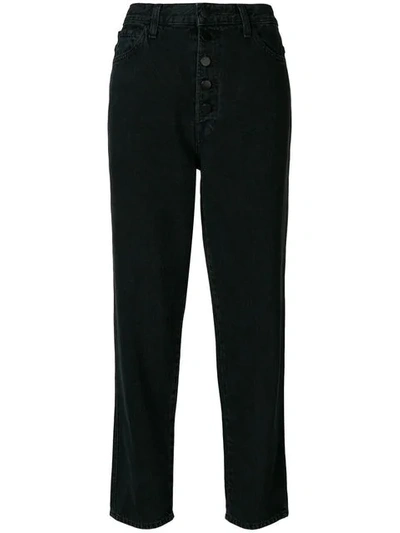 J Brand Super High-waisted Button Jeans In Black
