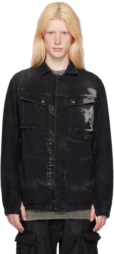 Boris Bidjan Saberi 仿旧效果棉质混纺牛仔夹克 In Black Denim