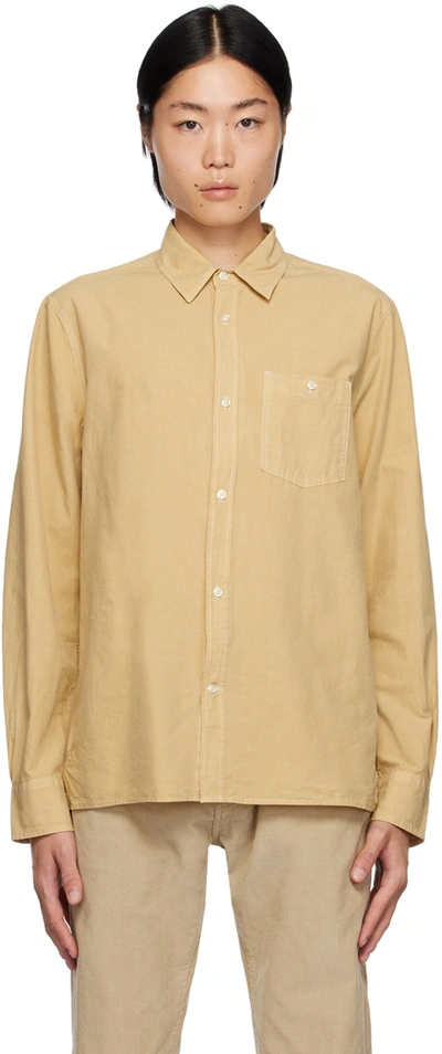 Officine Generale Beige Alex Shirt In Dark Sand