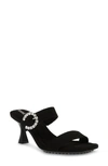 Anne Klein Josie Embellished Sandal In Black Suede
