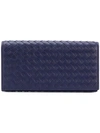 Bottega Veneta Intrecciato Weave Foldover Wallet In Blue