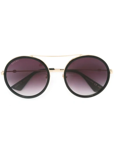 Gucci Round Frame Metal Sunglasses In Black