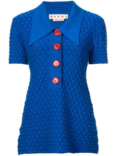Marni Graphic Tuck Knit Tunic In Blue