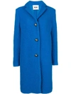 Msgm Textured Single Breast Coat In Blue