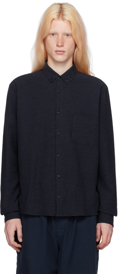 Ymc You Must Create Dean Crinkled Shirt In 40-navy