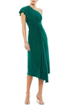 Mac Duggal One-shoulder Asymmetric Cocktail Dress In Emerald