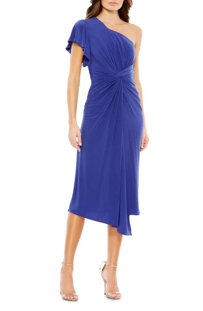 Mac Duggal One-shoulder Asymmetric Cocktail Dress In Royal Blue