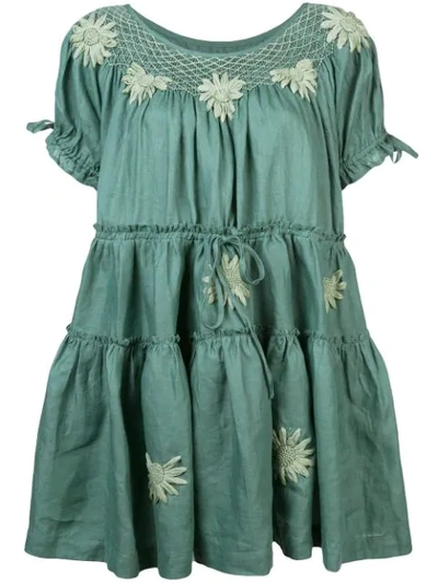 Innika Choo Embroidered Floral Dress - Green