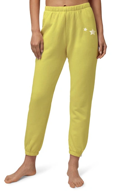 Spiritual Gangster Star Malibu Cotton Sweatpants In Chartreuse