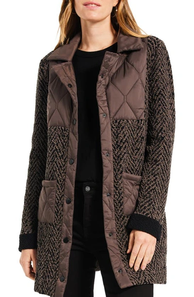 Nic + Zoe Quilted Mixed Media Coat In Black