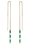 Ettika Cubic Zirconia Baguette Threader Earrings In Green