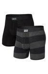 Saxx Vibe Supersoft 2-pack Slim Fit Boxer Briefs In Graphite Ombre Rugby/ Black