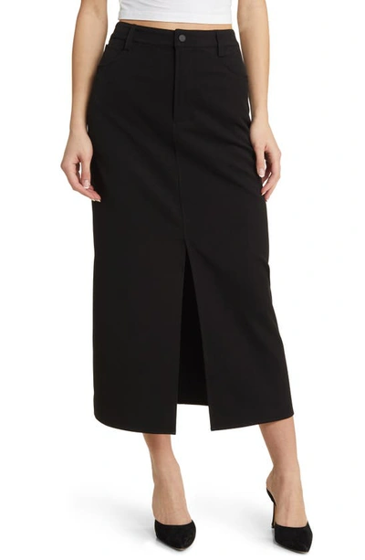 Wayf Mercer Front Slit Maxi Skirt In Black